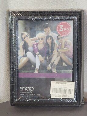 Pinnacle Frames Black Trim Snap Line 3pk of 5"x7" Glass Covered Picture Frames
